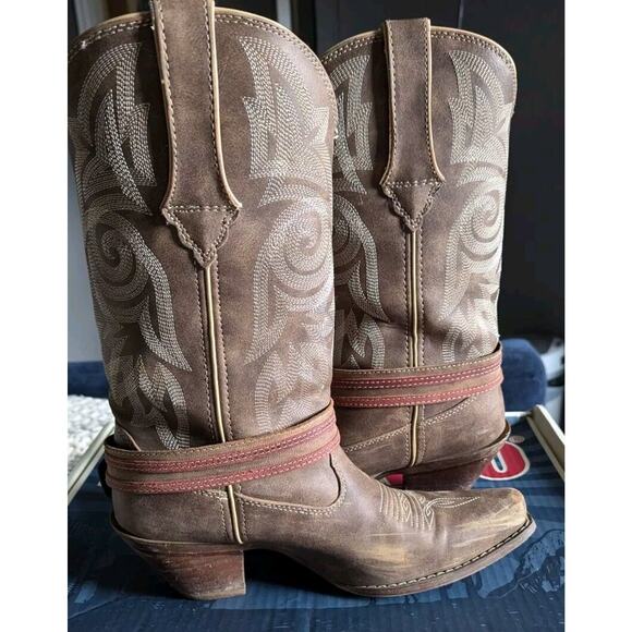 Durango Crush American Flag Strap Cowboy Boots Women 7.5 Brown Western Rodeo - Picture 8 of 16